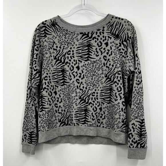 Whistles Sweatshirt Womens Small Animal Print Pullover Gray Black‎ Sweater - Picture 1 of 8